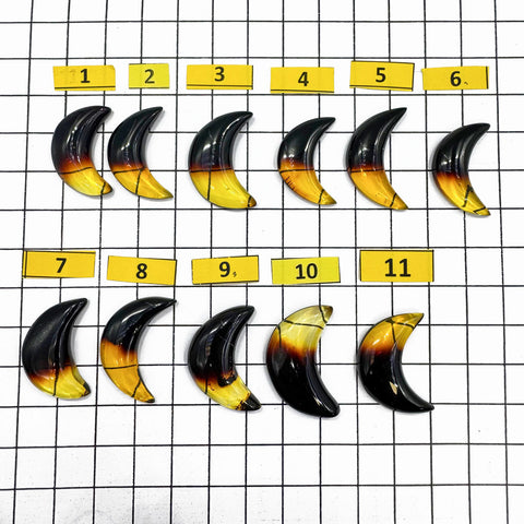 Gradient Amber Handmade Moon Cabochons