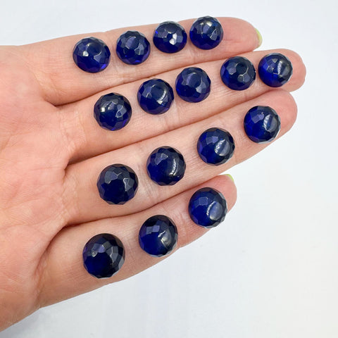 Blue Amber Calibrated Facated Round Cabochons