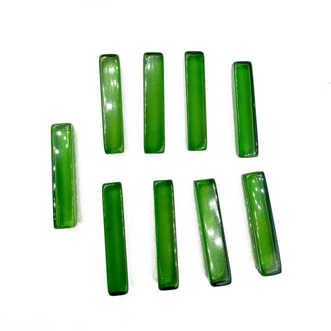 Green Amber Rectangular Free Shape Cabochons