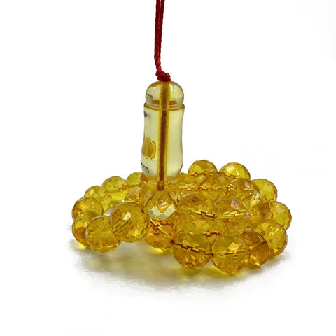 Transparent Amber Faceted Round Shape 8.5 mm Islamic Prayer Beads