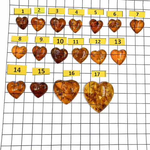 Cognac Amber Heart Free Shape Cabochons
