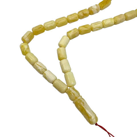 White With Yellow Amber Barrel Shape 9.5 mm Islamic Prayer