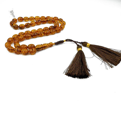 Cognac Amber Egg Shape 14x11 mm Islamic Prayer Beads