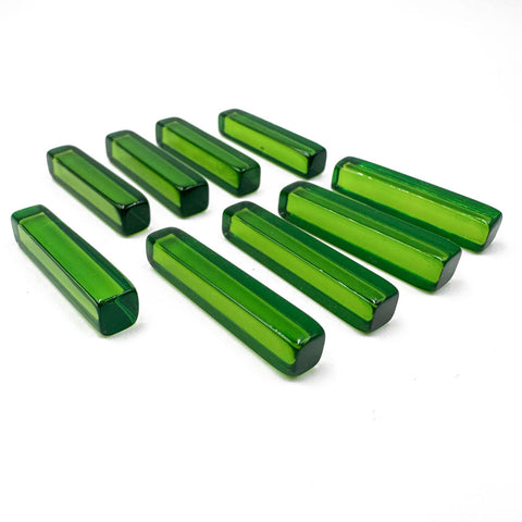 Green Amber Rectangular Free Shape Cabochons