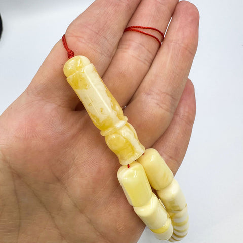White With Yellow Amber Barrel Shape 9.5 mm Islamic Prayer