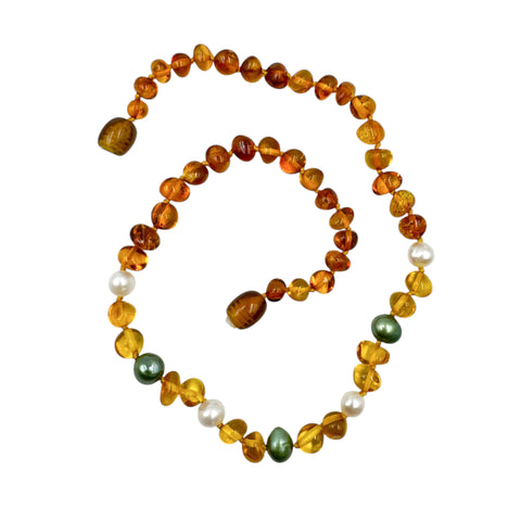 "KIDDO" Multi-Color Amber Baroque Beads Baby Necklace