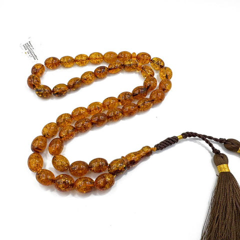 Cognac Amber Egg Shape 14x11 mm Islamic Prayer Beads