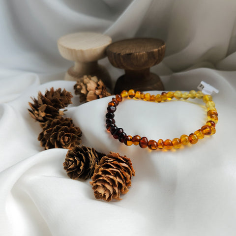 Rainbow Amber Baroque Beads Stretch Bracelet