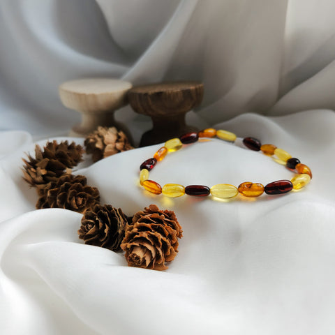 Multi-Color Amber Small Nugget Stretch Bracelet