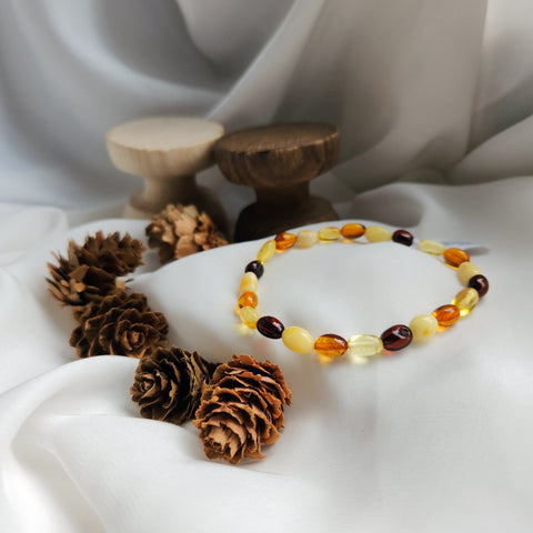 Multi-Color Amber Small Nugget Stretch Bracelet