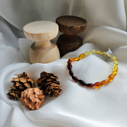Gradient Color Amber Small Nugget Stretch Bracelet