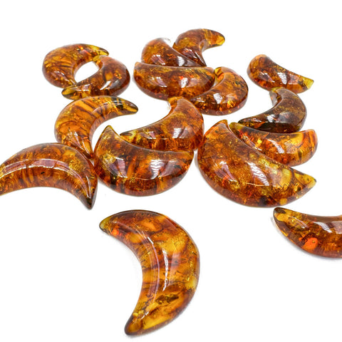 Cognac Amber Moon Shape Cabochons