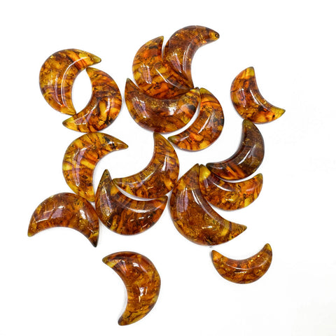 Cognac Amber Moon Shape Cabochons