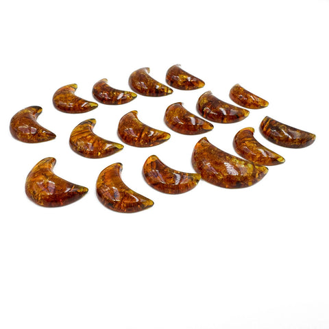Cognac Amber Moon Shape Cabochons