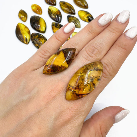 Fossil Amber Marquise Shape Cabochons