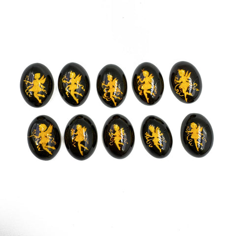 Cherry Amber Engraved Fairy Oval Shape Cabochons