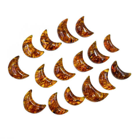 Cognac Amber Moon Shape Cabochons