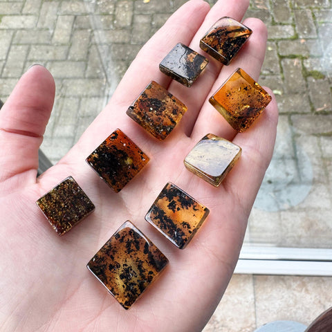 Fossil Amber Rectangular Free Shape Cabochons