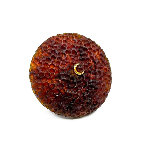 Cherry Amber Tablet Adjustable Ring 14k Gold Plated
