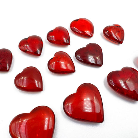 Red Amber Heart Shape Amber Stones