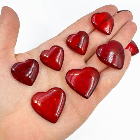 Red Amber Heart Shape Amber Stones