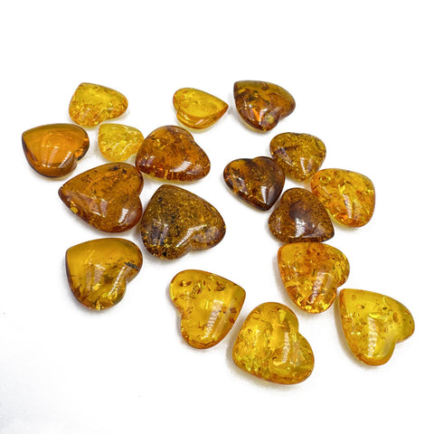 Cognac Amber Heart Shape Stones