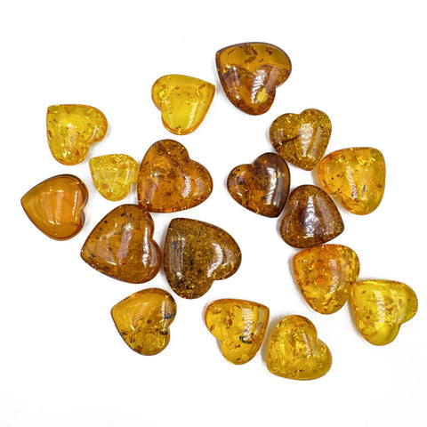 Cognac Amber Heart Shape Stones