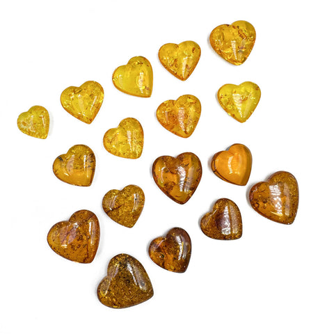 Cognac Amber Heart Shape Stones