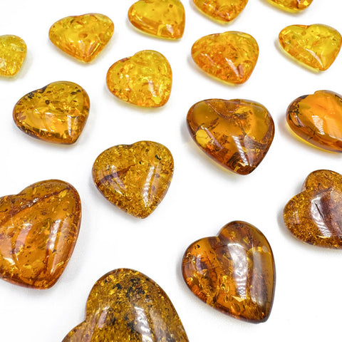 Cognac Amber Heart Shape Stones