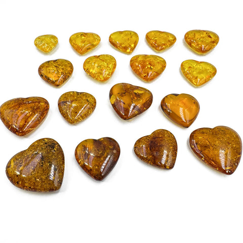 Cognac Amber Heart Shape Stones