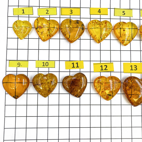 Cognac Amber Heart Shape Stones