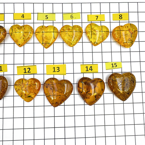 Cognac Amber Heart Shape Stones