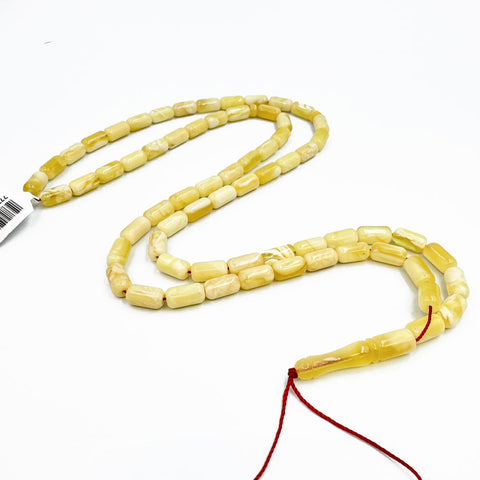 White with Yellow Amber Barrel Shape 5.5 mm Islamic Prayer