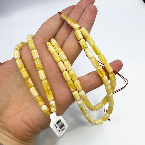 White with Yellow Amber Barrel Shape 5.5 mm Islamic Prayer