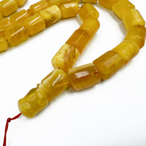 Yellow With White Amber Barrel Shape 13.5 mm Islamic Prayer