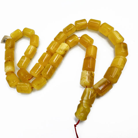 Yellow With White Amber Barrel Shape 13.5 mm Islamic Prayer