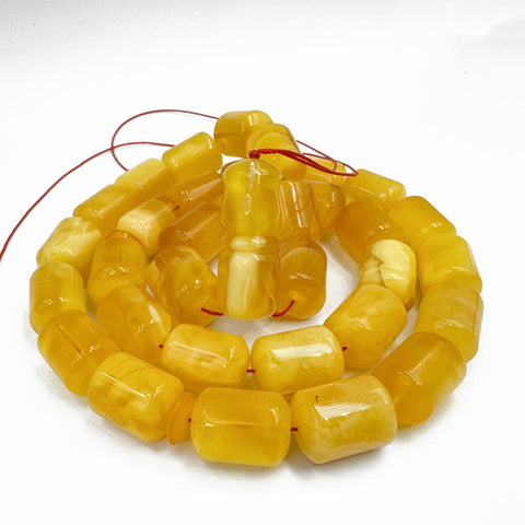 Yellow With White Amber Barrel Shape 13.5 mm Islamic Prayer