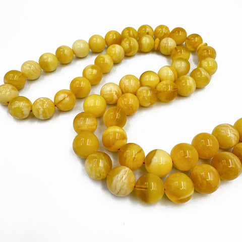 White With Yellow Amber Round Shape 11.5 mm Islamic Prayer Beads