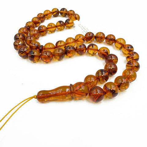 Cognac Amber Round 10.5 mm Islamic Prayer Beads