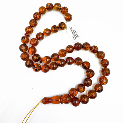 Cognac Amber Round 10.5 mm Islamic Prayer Beads