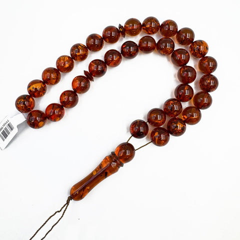 Cognac Amber Round Shape 12 mm Islamic Prayer Beads