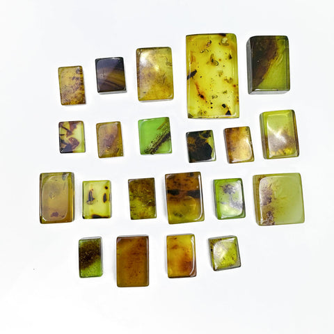 Green Amber Handmade Rectangular Cabochons