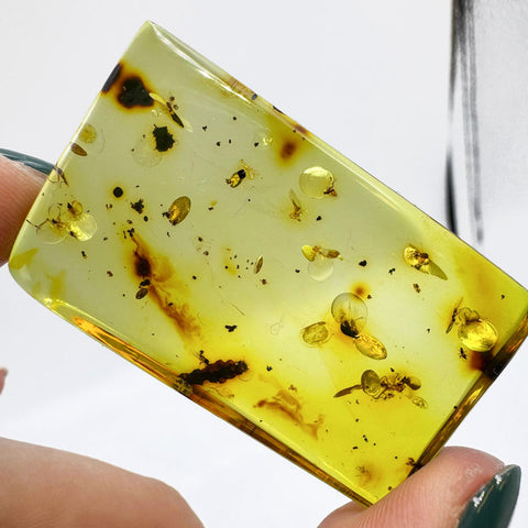 Green Amber Handmade Rectangular Cabochons