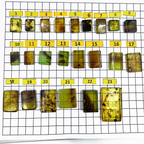 Green Amber Handmade Rectangular Cabochons