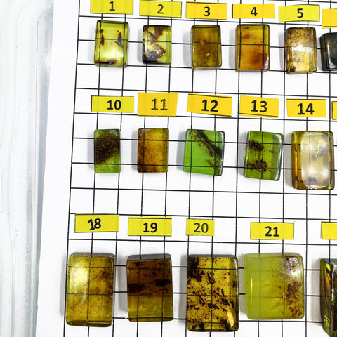 Green Amber Handmade Rectangular Cabochons
