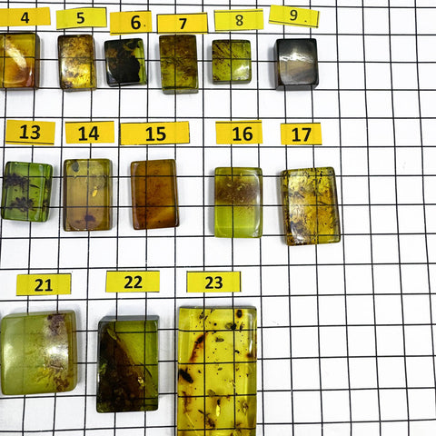 Green Amber Handmade Rectangular Cabochons