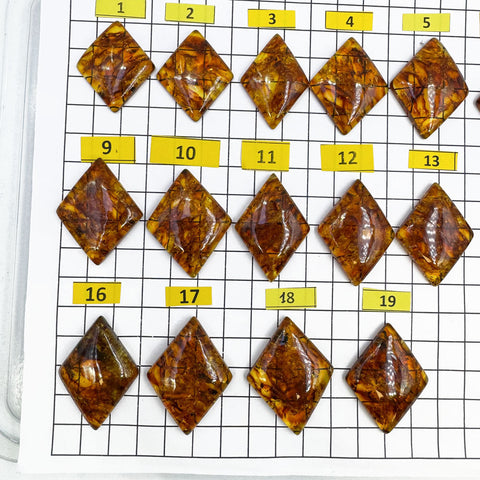 Cognac Amber Rhombus Shape Cabochons