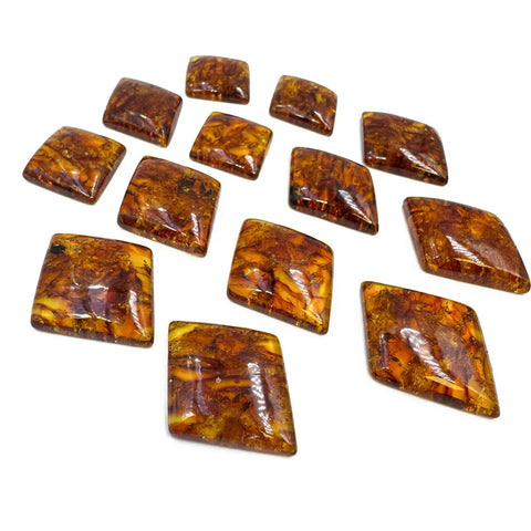 Cognac Amber Rhombus Shape Cabochons