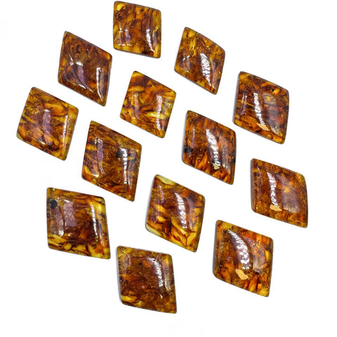Cognac Amber Rhombus Shape Cabochons