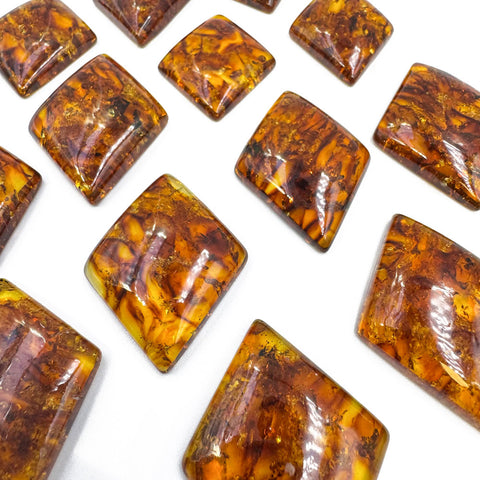 Cognac Amber Rhombus Shape Cabochons